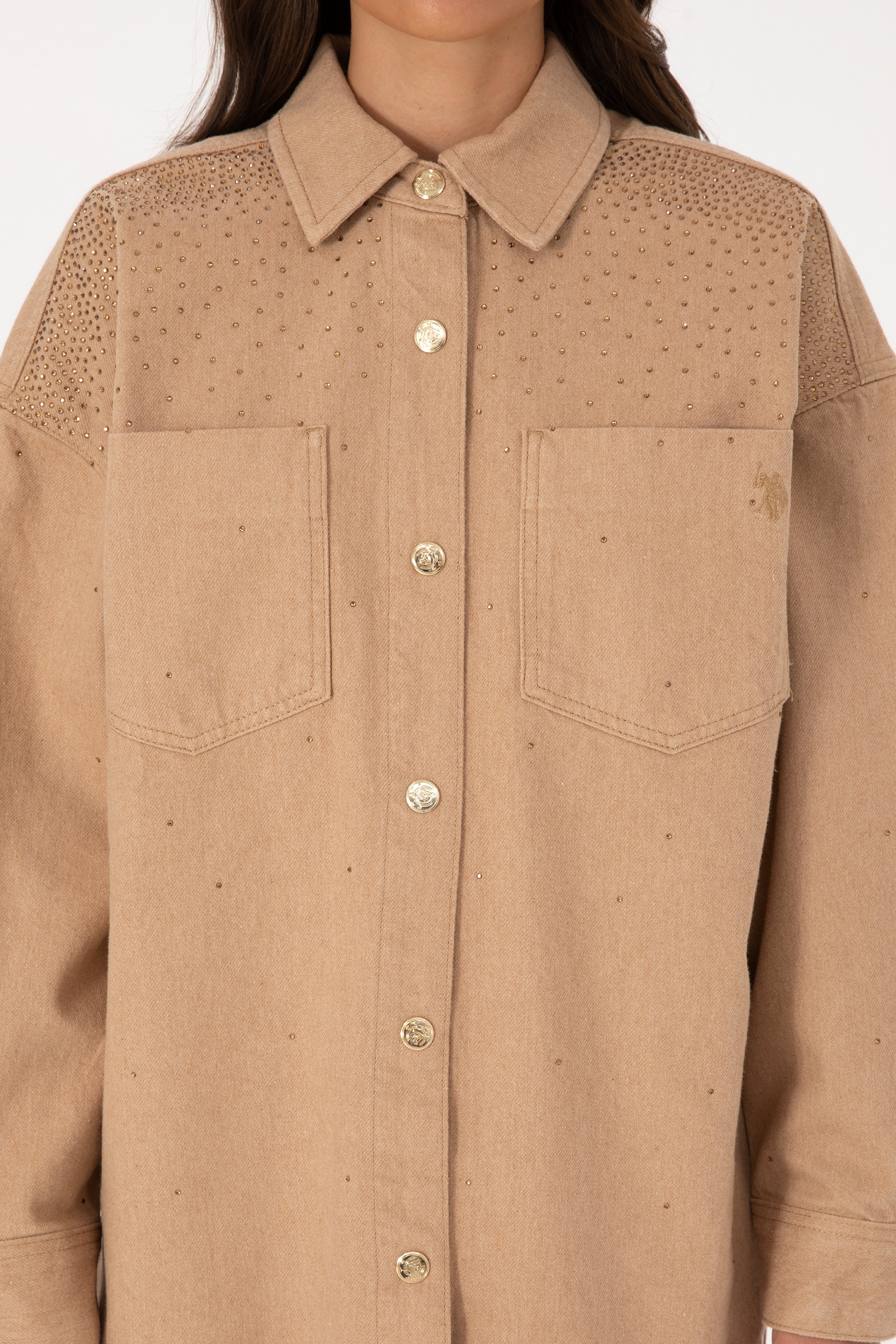 Kadın Camel Jean Gömlek - Image 6