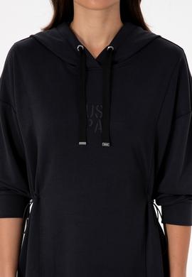 Kadın Siyah Modal Karışımlı Mini Boy Kapüşonlu Sweatshirt Elbise - 50314196021