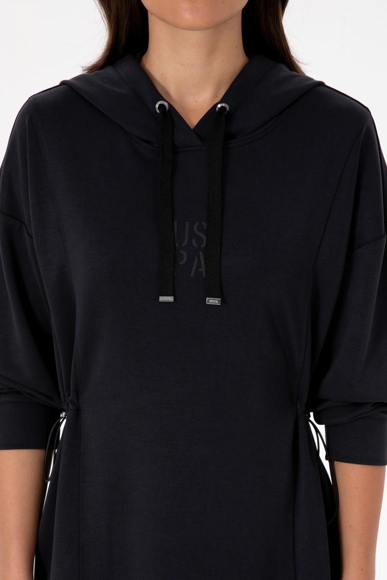 Kadın Siyah Modal Karışımlı Mini Boy Kapüşonlu Sweatshirt Elbise - 50314196021