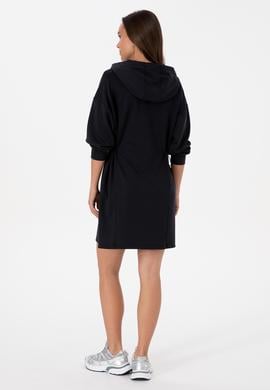Kadın Siyah Modal Karışımlı Mini Boy Kapüşonlu Sweatshirt Elbise - 50314196021