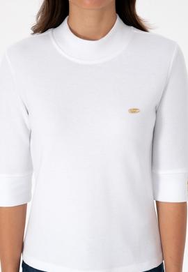 Kadın Beyaz Düğme Detaylı Balıkçı Yaka Sweatshirt - 50314156013