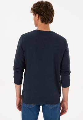 Erkek Bisiklet Yaka Regular Fit Açık Lacivert İnce Sweatshirt - 50315455041