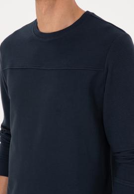 Erkek Bisiklet Yaka Regular Fit Açık Lacivert İnce Sweatshirt - 50315455041