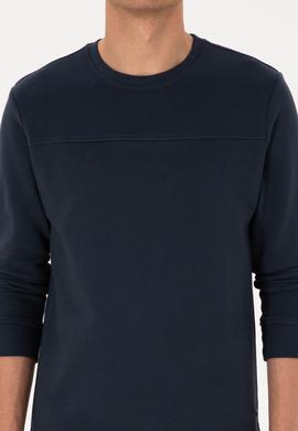 Erkek Bisiklet Yaka Regular Fit Açık Lacivert İnce Sweatshirt - 50315455041