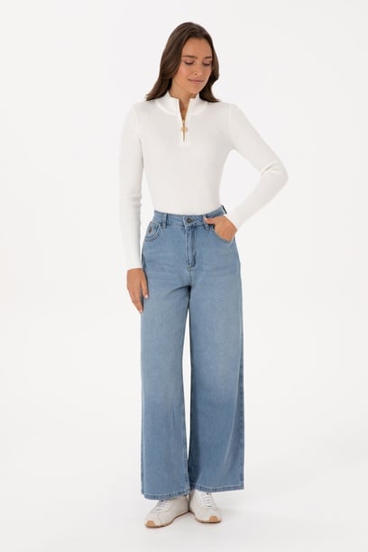 Kadın Açık Mavi Loose Fit Jean Pantolon