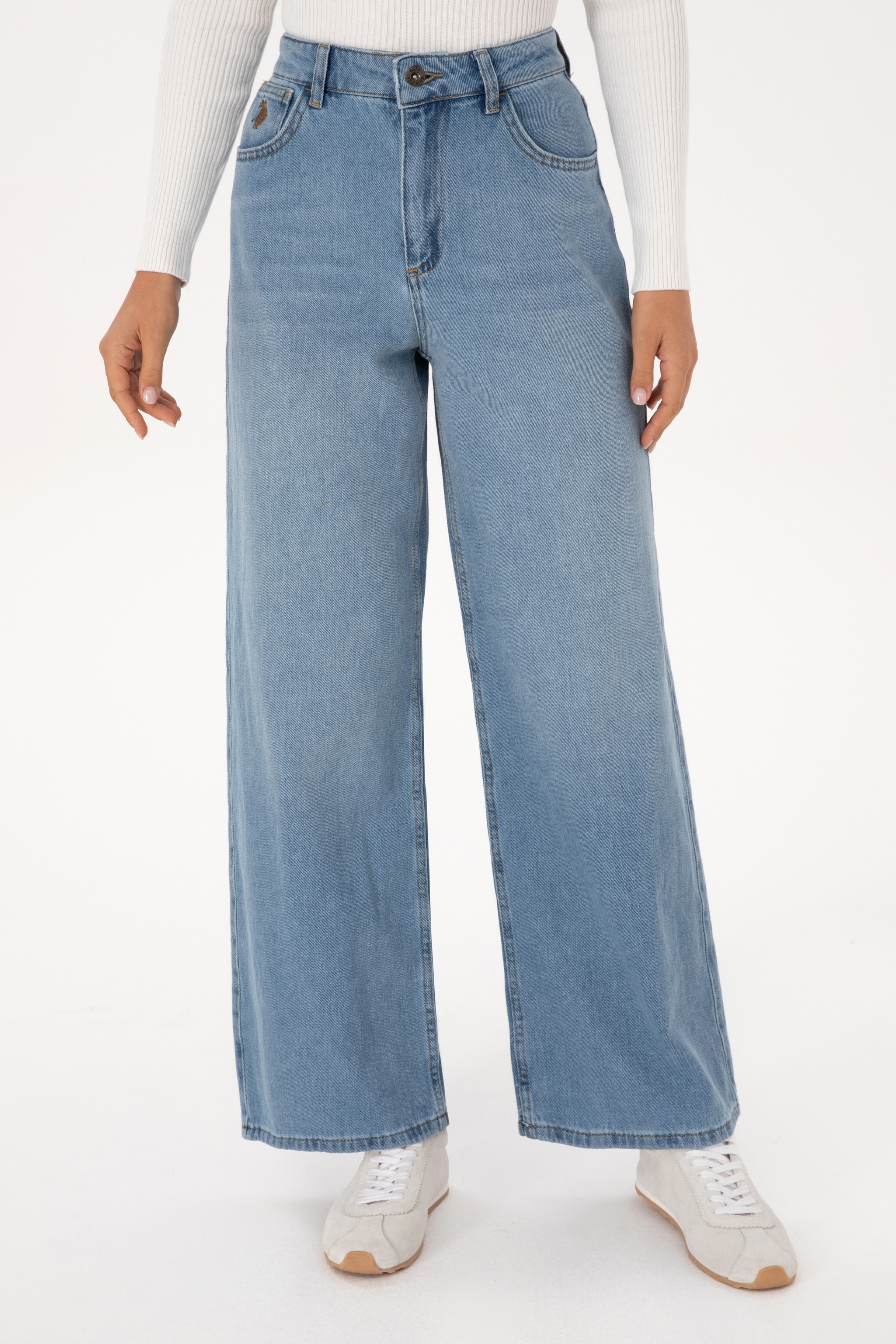 Kadın Açık Mavi Loose Fit Jean Pantolon - Image 2