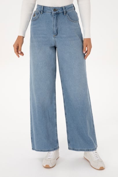 Kadın Açık Mavi Loose Fit Jean Pantolon