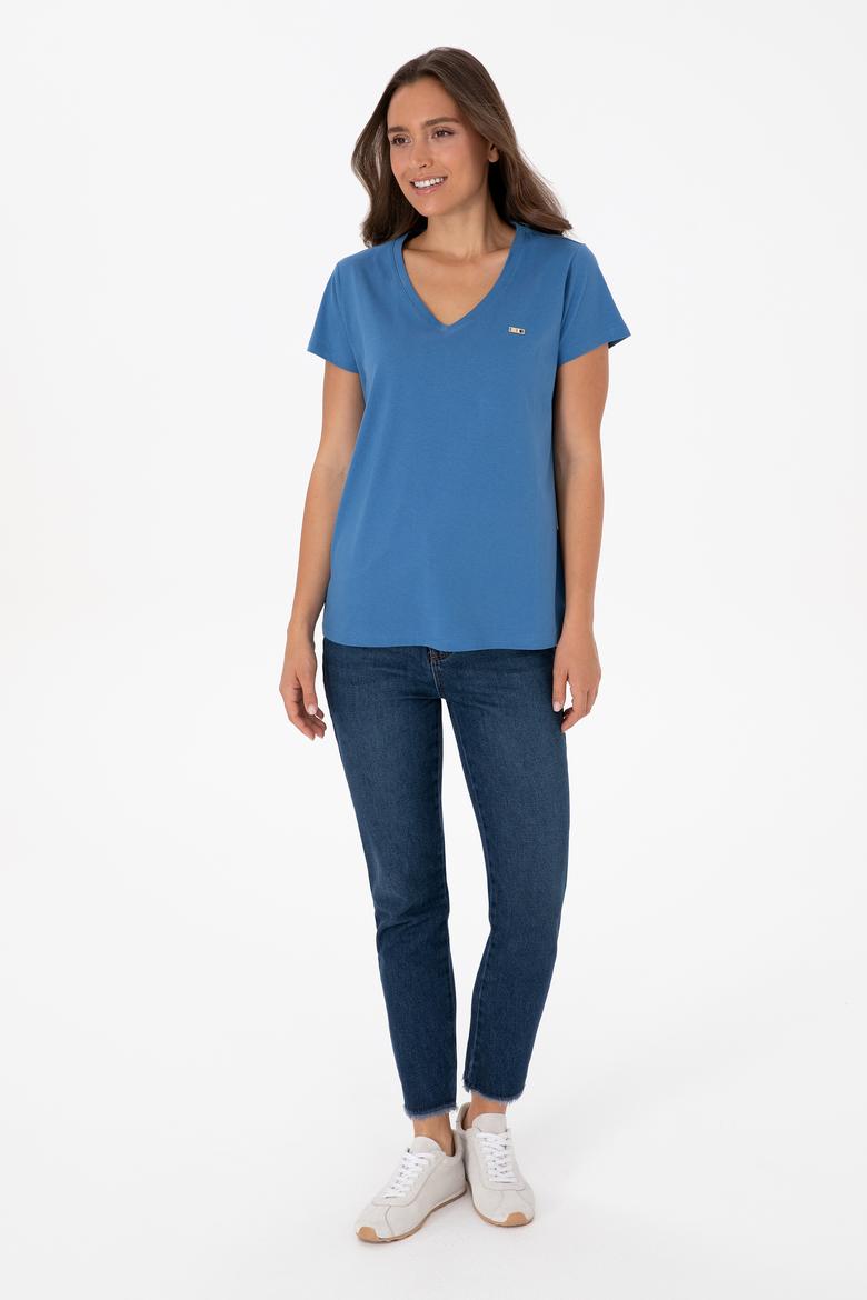 Kadın İndigo Tişört - 50320026020
