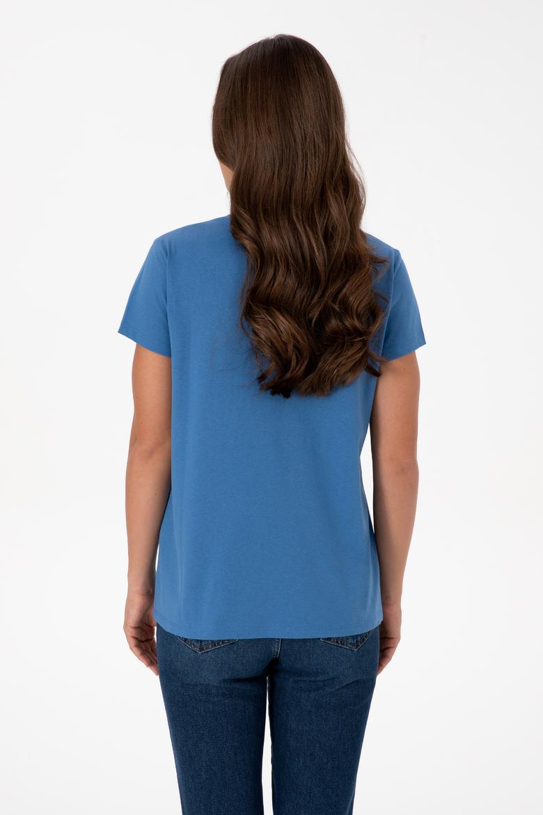 Kadın İndigo Tişört - 50320026020