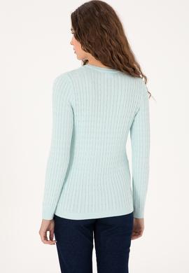 Kadın Mint V Yaka Basic Kazak - 50313625095