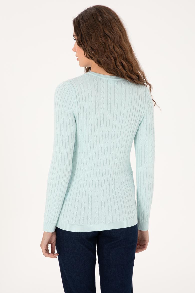 Kadın Mint V Yaka Basic Kazak - 50313625095
