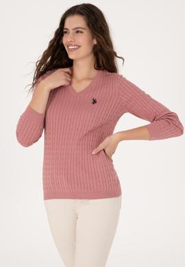 Kadın Orkide V Yaka Basic Kazak - 50313625087