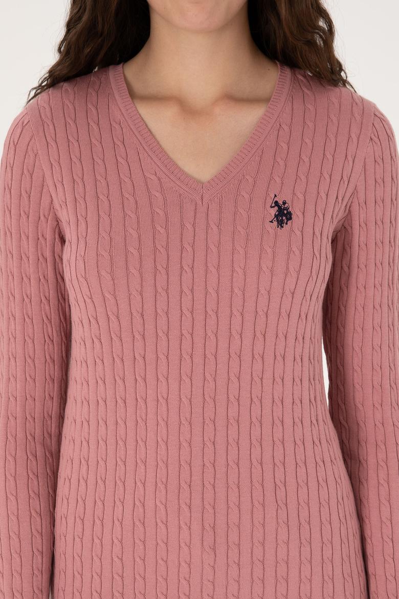 Kadın Orkide V Yaka Basic Kazak - 50313625087