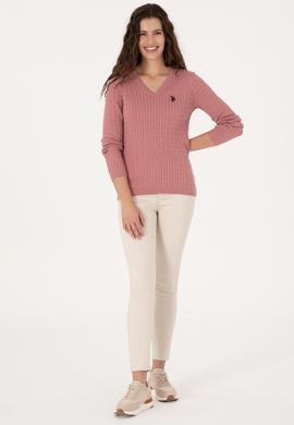 Kadın Orkide V Yaka Basic Kazak - 50313625087