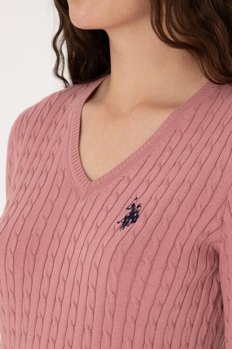 Kadın Orkide V Yaka Basic Kazak