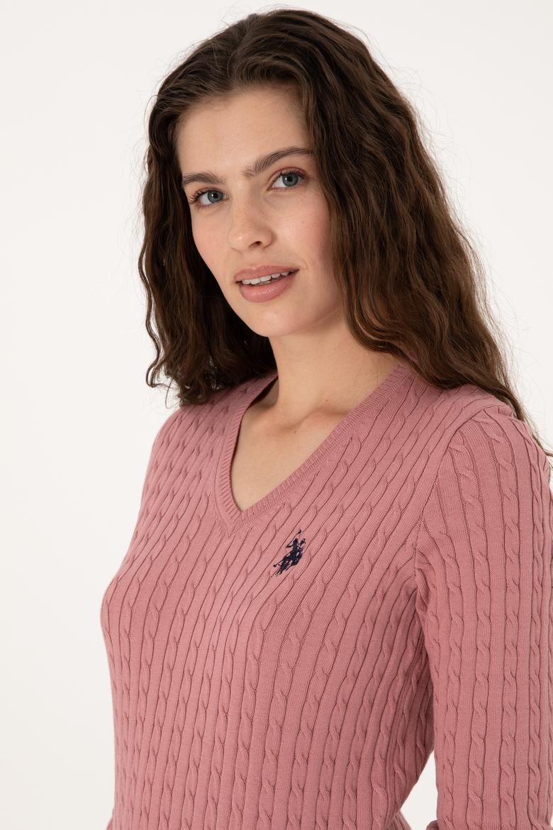 Kadın Orkide V Yaka Basic Kazak - 50313625087