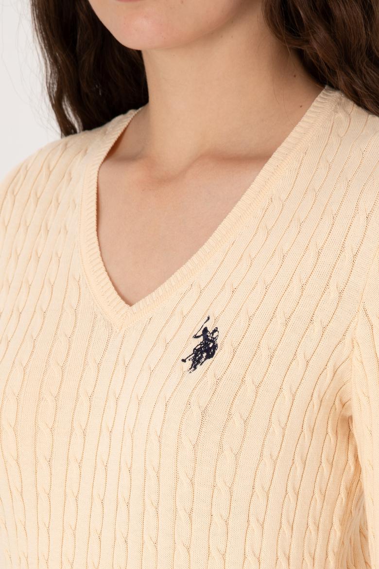 Kadın Yavruağzı V yaka Basic Kazak - 50313625075