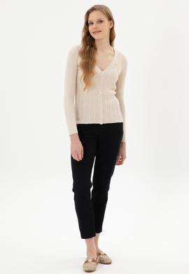 Kadın Krem Basic Triko Hırka - 50313580038