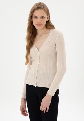 Kadın Krem Basic Triko Hırka - 50313580038