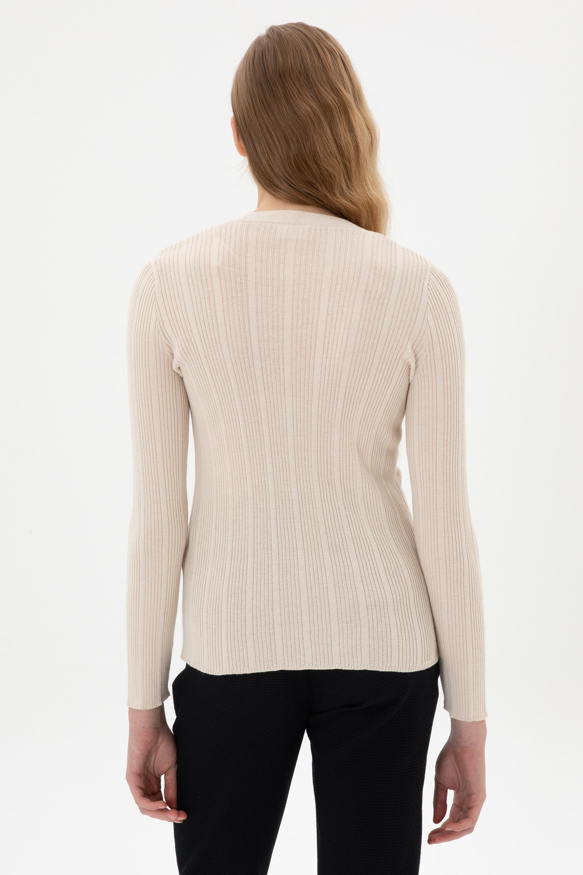 Kadın Krem Basic Triko Hırka