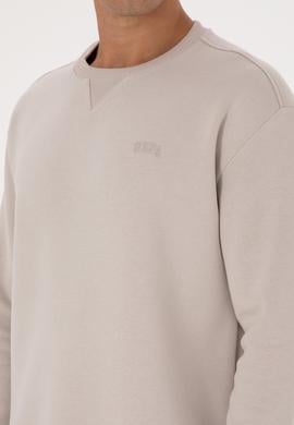 Erkek Comfort Fit Bisiklet Yaka Şardonlu Taş Basic Sweatshirt - 50313757046