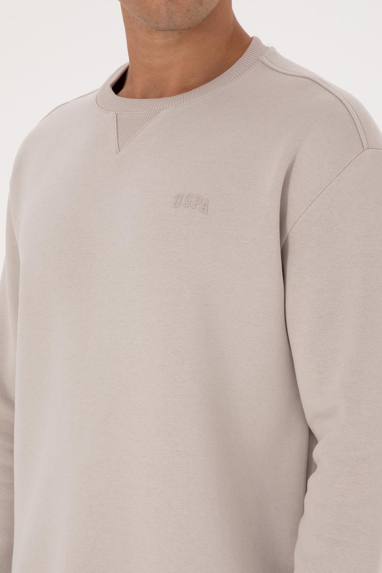 Erkek Comfort Fit Bisiklet Yaka Şardonlu Taş Basic Sweatshirt - 50313757046