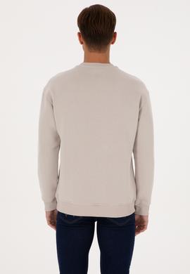 Erkek Comfort Fit Bisiklet Yaka Şardonlu Taş Basic Sweatshirt - 50313757046