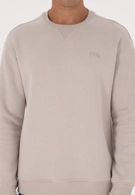 Erkek Comfort Fit Bisiklet Yaka Şardonlu Taş Basic Sweatshirt - 50313757046