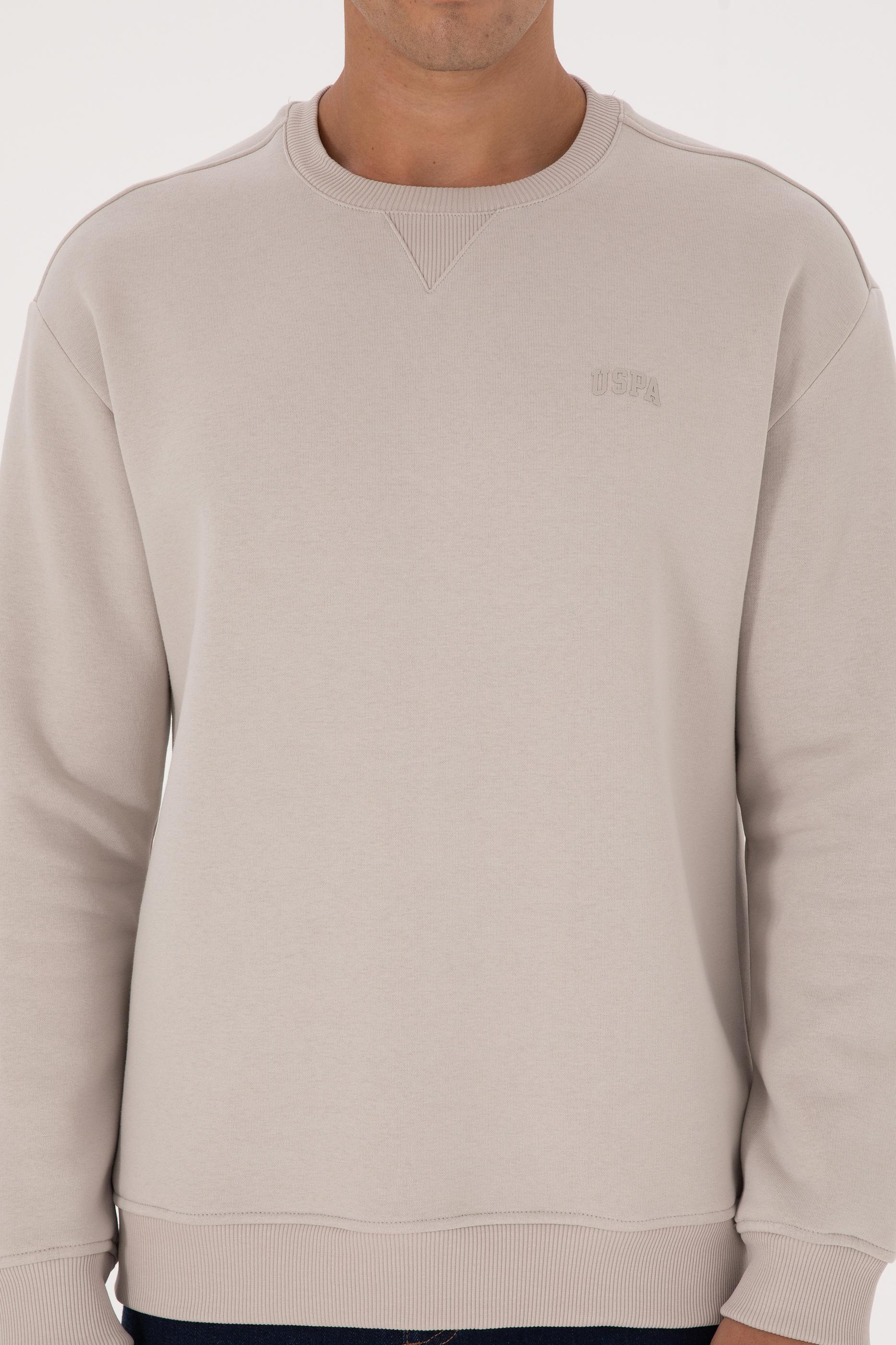 Erkek Comfort Fit Bisiklet Yaka Şardonlu Taş Basic Sweatshirt
