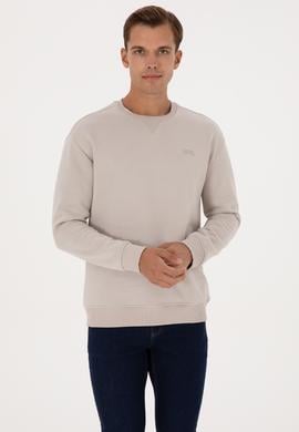 Erkek Comfort Fit Bisiklet Yaka Şardonlu Taş Basic Sweatshirt - 50313757046