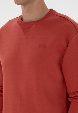 Erkek Comfort Fit Bisiklet Yaka Şardonlu Gül Kurusu Basic Sweatshirt - 50313757218