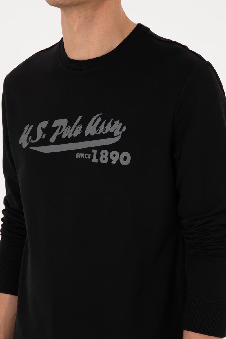 Erkek Bisiklet Yaka Regular Fit Siyah İnce Sweatshirt - 50316315046