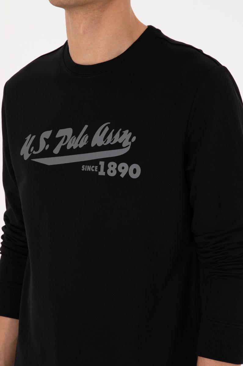 Erkek Bisiklet Yaka Regular Fit Siyah İnce Sweatshirt