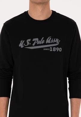 Erkek Bisiklet Yaka Regular Fit Siyah İnce Sweatshirt - 50316315046