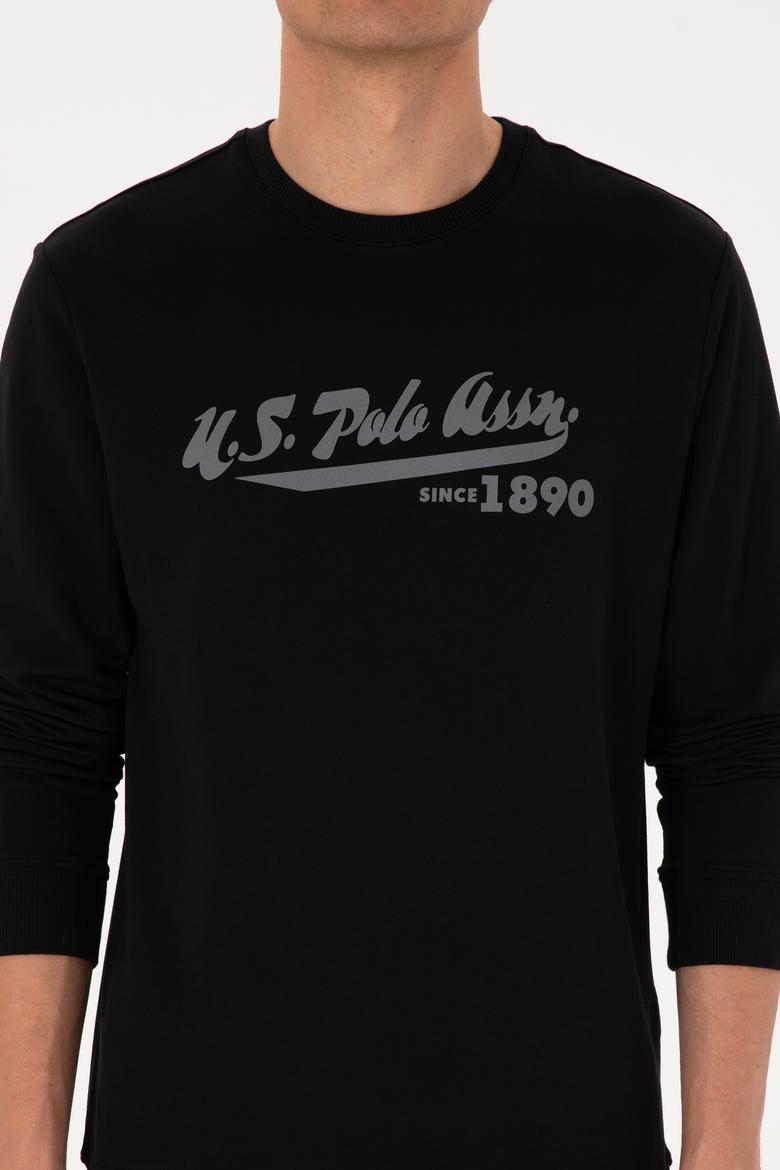 Erkek Bisiklet Yaka Regular Fit Siyah İnce Sweatshirt - 50316315046