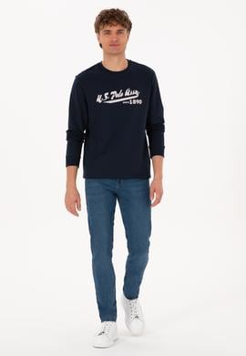 Erkek Bisiklet Yaka Regular Fit Lacivert İnce Sweatshirt - 50316315036