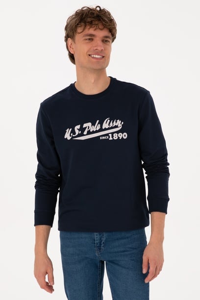 Erkek Bisiklet Yaka Regular Fit Lacivert İnce Sweatshirt