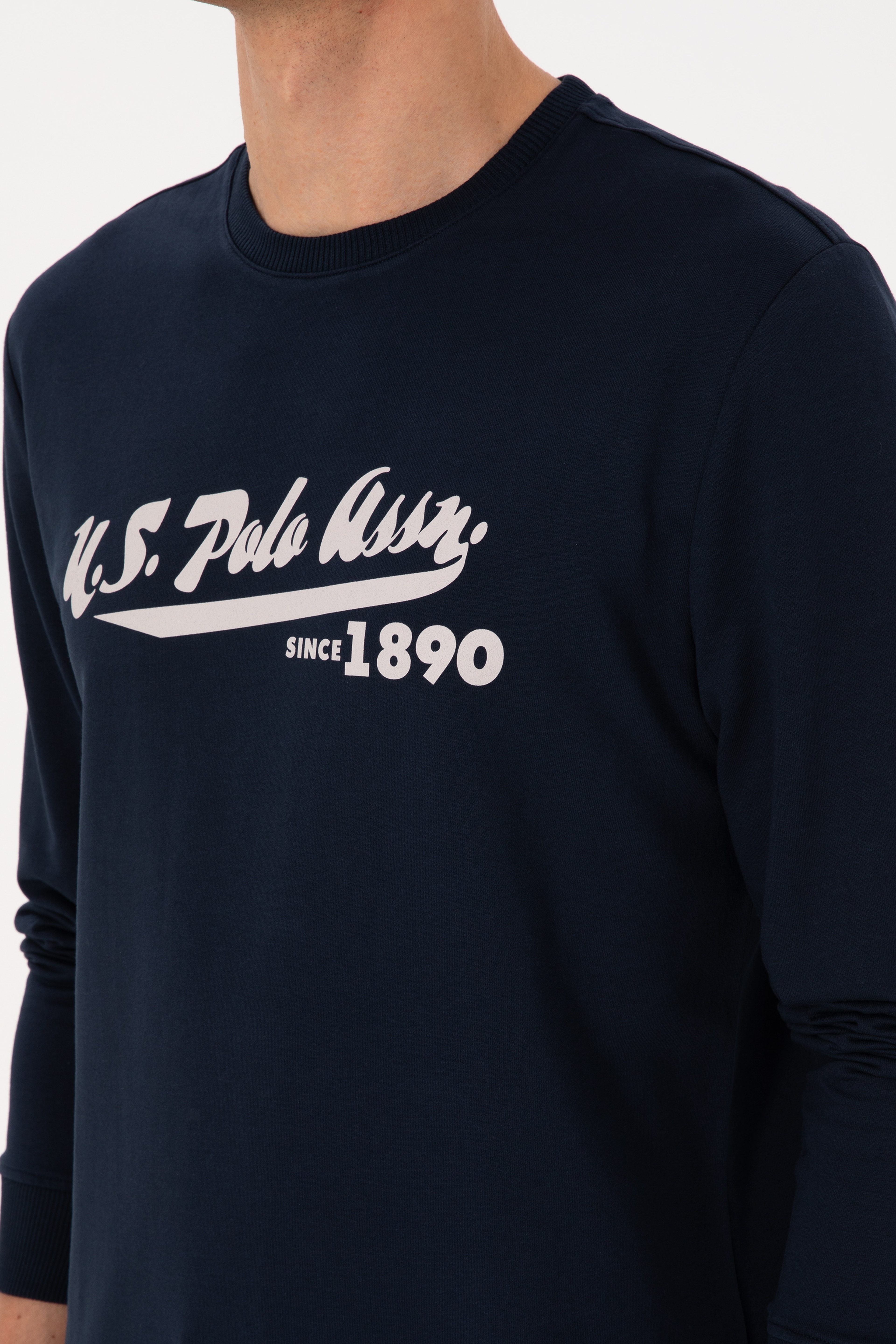 Erkek Bisiklet Yaka Regular Fit Lacivert İnce Sweatshirt - Image 7