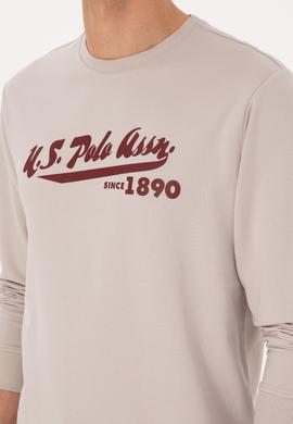 Erkek Bisiklet Yaka Regular Fit Taş İnce Sweatshirt - 50316315026