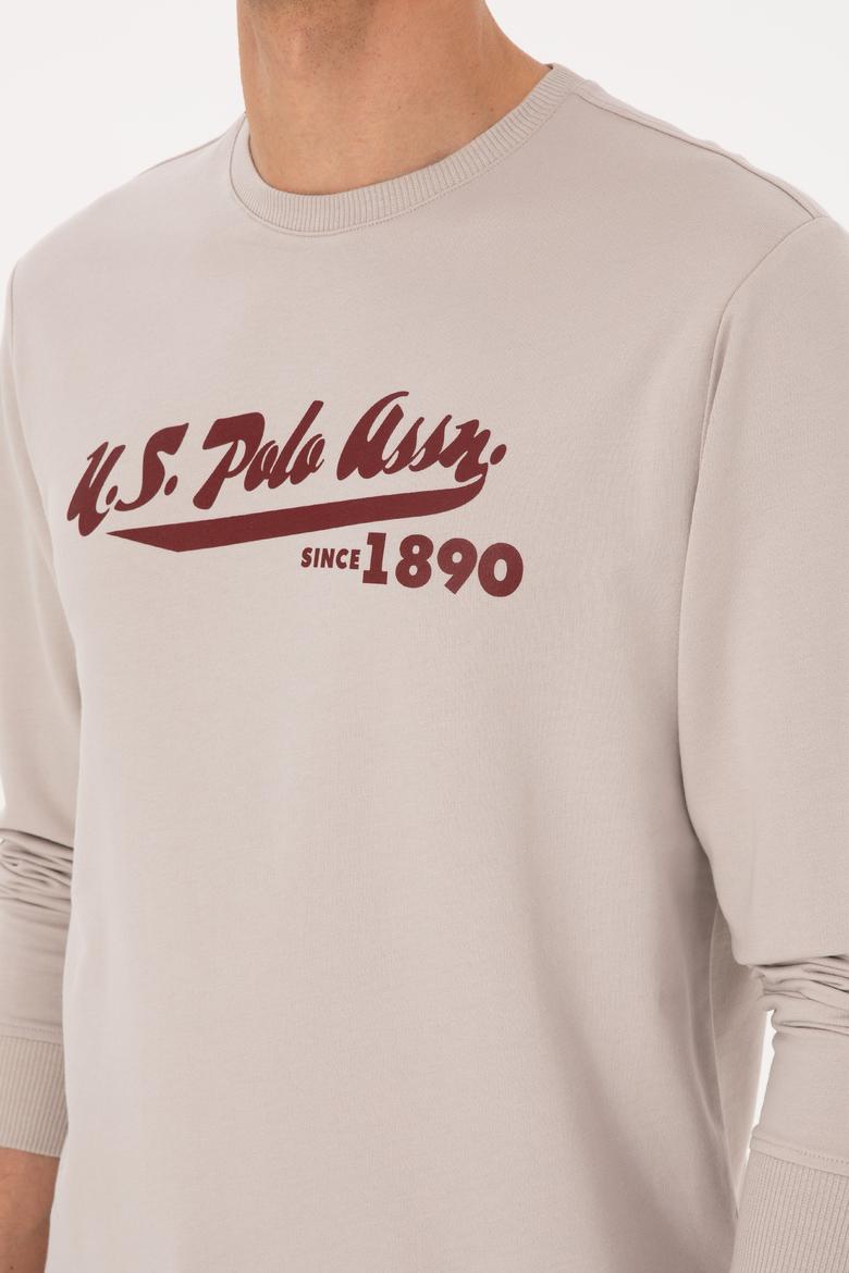 Erkek Bisiklet Yaka Regular Fit Taş İnce Sweatshirt - 50316315026