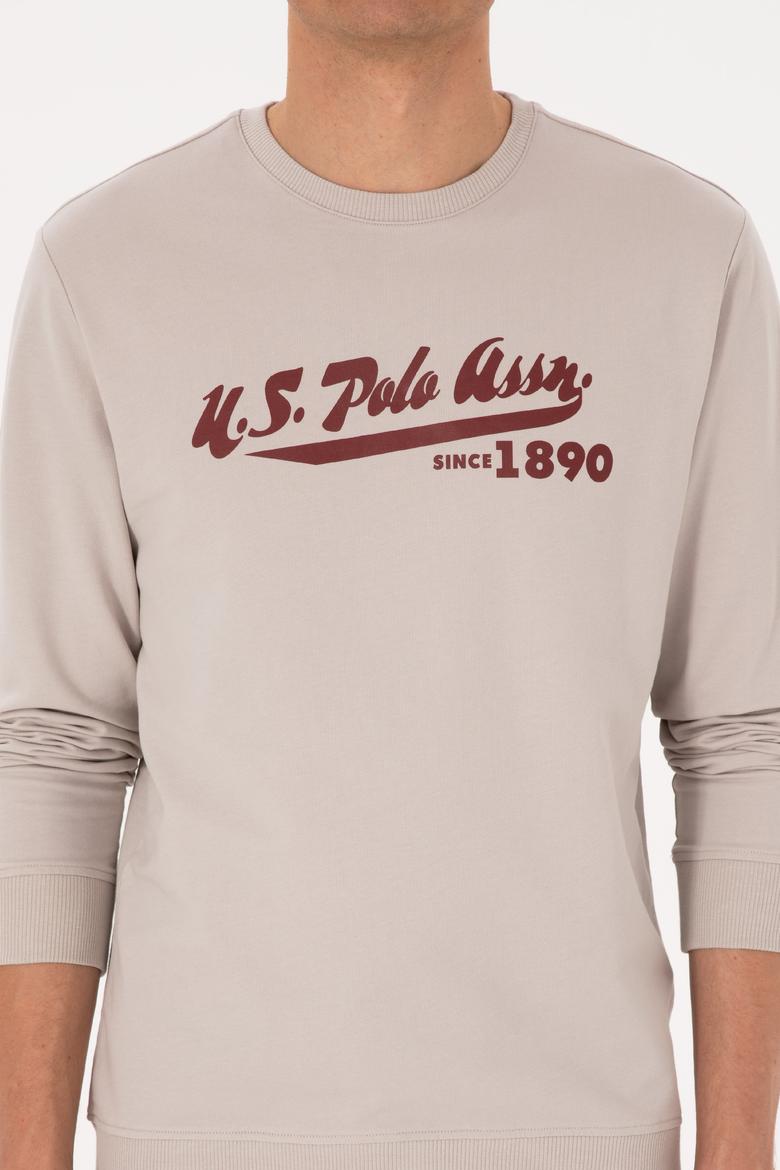 Erkek Bisiklet Yaka Regular Fit Taş İnce Sweatshirt - 50316315026