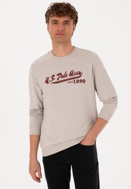 Erkek Bisiklet Yaka Regular Fit Taş İnce Sweatshirt - 50316315026