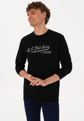 Erkek Bisiklet Yaka Regular Fit Siyah İnce Sweatshirt - 50316315046