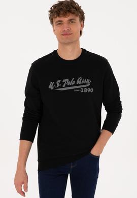 Erkek Bisiklet Yaka Regular Fit Siyah İnce Sweatshirt - 50316315046