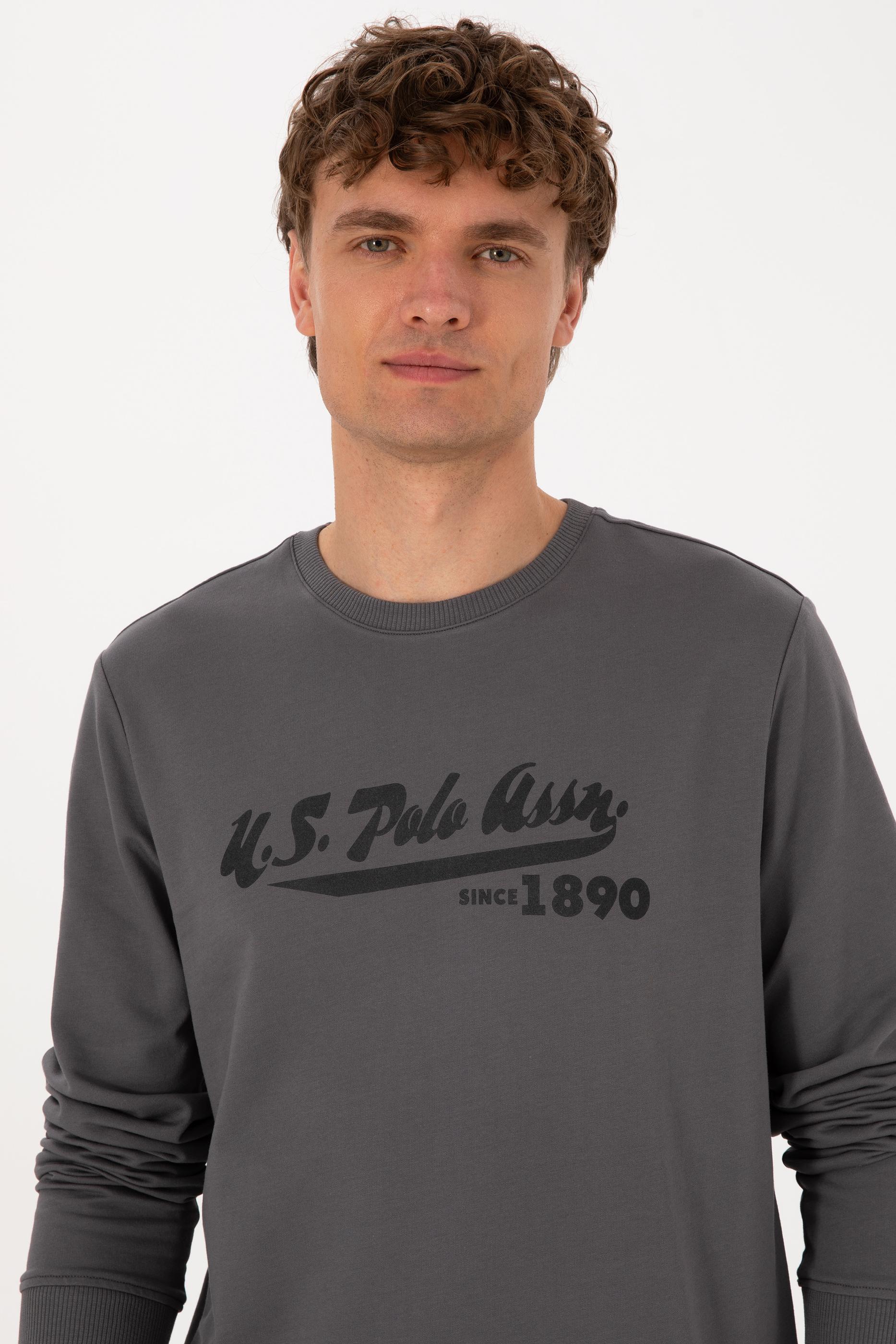 Erkek Bisiklet Yaka Regular Fit Gri İnce Sweatshirt