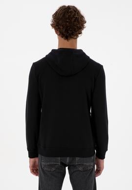 Erkek Regular Fit Kapüşonlu Siyah Sweatshirt - 50315691019