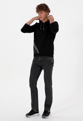 Erkek Regular Fit Kapüşonlu Siyah Sweatshirt - 50315691019