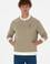 Erkek Yarım Fermuarlı Comfort Fit Açık Haki Basic Sweatshirt