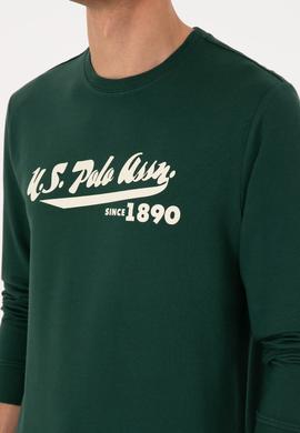 Erkek Bisiklet Yaka Regular Fit Koyu Yeşil İnce Sweatshirt - 50316315066