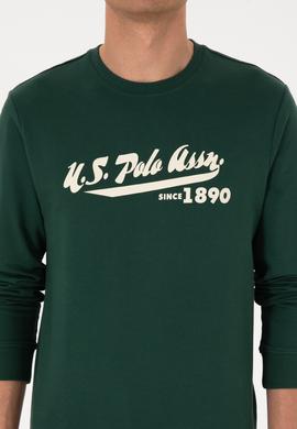 Erkek Bisiklet Yaka Regular Fit Koyu Yeşil İnce Sweatshirt - 50316315066